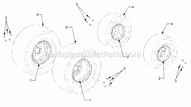 Wheels Diagram and Parts List for 5234DL 54AL544-710, 54BL544-710 Cub Cadet Lawn Tractor